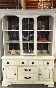 Custom painted furniture brown cabinet white