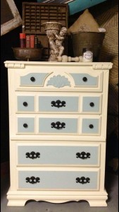 Custom painted furniture white and light blue dresser painted